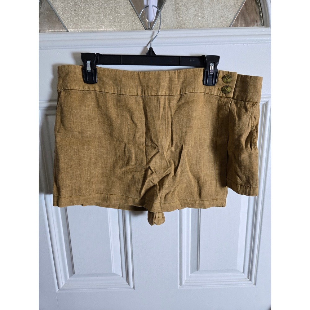 Free People Brown Sugar Linen Wrap Skort Size 14 NWT Mustard Brown